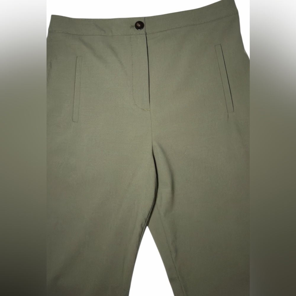 Veronica Beard Arte High Rise Cropped Wool Blend Pants Olive Size 12 - Picture 7 of 13
